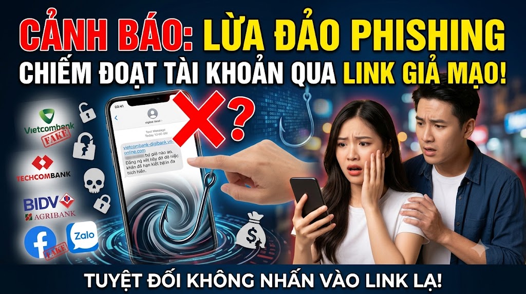 Lừa đảo chiếm đoạt tài khoản qua đường link giả mạo (Phishing)